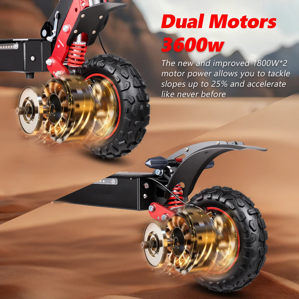 SUNNIGOO X7/X7PRO Elektroroller 3600W Doppelmotor Leistungsstark Max. Geschwindigkeit 60-65km/h 11 Zoll Offroad-Reifen Faltbarer Leistungsstarker E-Scooter 60KM Reichweite Wasserdicht IP54 NFC-Sperre Duale Bremsen All-Terrain-Scooter