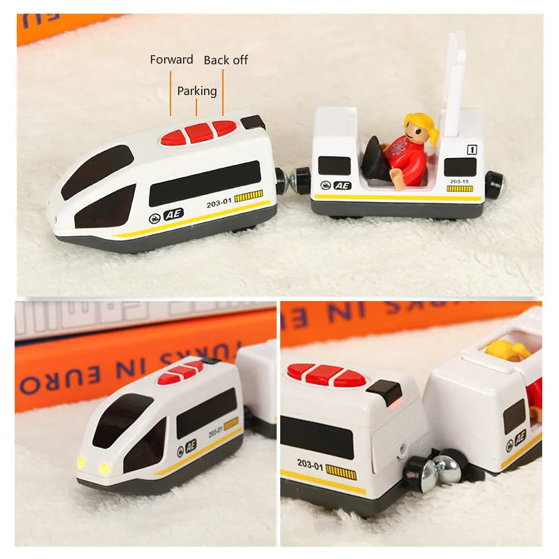 RC Elektrische Eisenbahn Spielzeugset für Kinder, Auto-Druckguss-Steckspielzeug, passend für Standard-Holzeisenbahn, batteriebetriebenes Weihnachts-Tremset