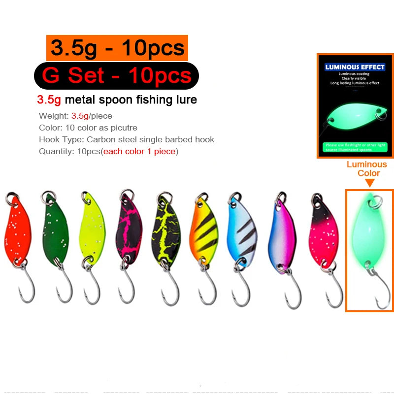 7/9/10 Stück Forellenköder 2,5g/2,6g/3g/3,2g/3,5g/5g Metalllöffel Angelköder Wobbler Casting Jigging Angelzubehör Pesca Döbel