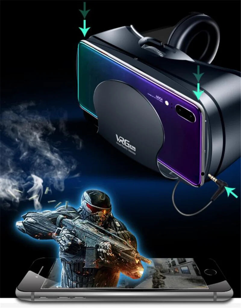 Virtual Reality VR Brille IMAX Riesiger Bildschirm HD 3D Brille Google Cardboard Box VR Headset Helm für 5-7" Telefon, unterstützt Gamepad