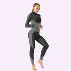 2/3tlg Damen Yoga Anzug Nahtlos Gestrickte Yogahose Leggings Kleidung Reißverschluss Langarm Crop Top Fitnesskleidung Sportbekleidung Gym Set