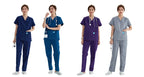 V-Ausschnitt Medizinische Uniform Sets für Damen Dreieckiger Ring Melange Schmale Stilloutfits Zahnärztliche Krankenhaus Arbeitsanzüge 202
