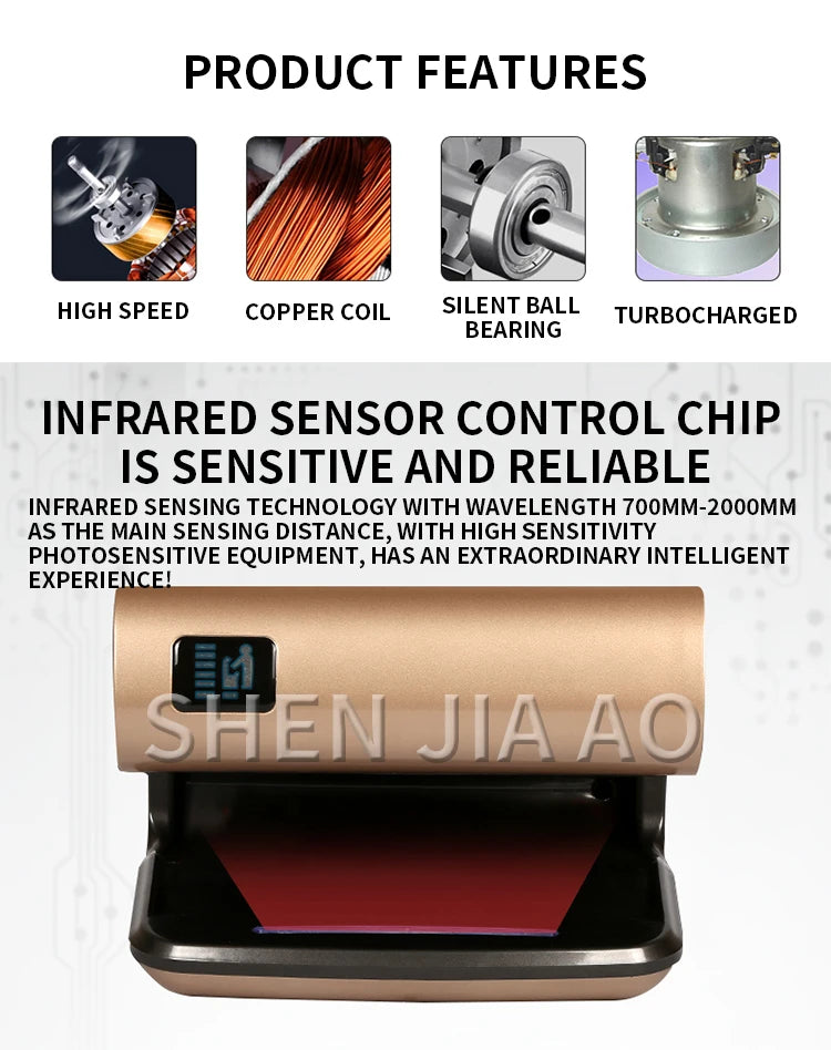 High Speed Hand Dryer Fully Automatic Induction Hand Dryer Hotel Hand Blowing Dual Motor Jet Quick Hand Dryer 2000W