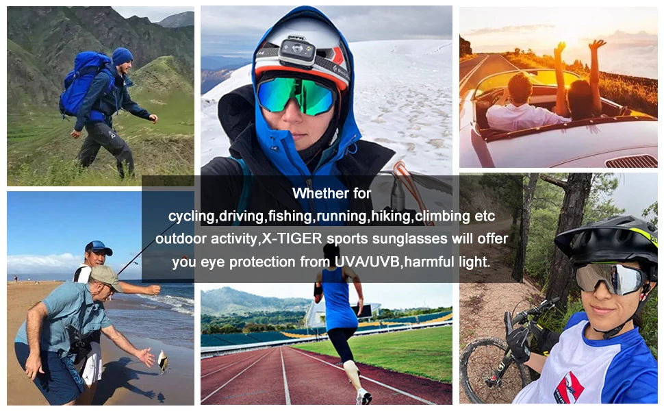 X-TIGER Radsportbrille Polarisierte Brille Fahrradbrille Sport Herren Photochrome Sonnenbrille MTB Rennrad Brille 3/5 Gläser