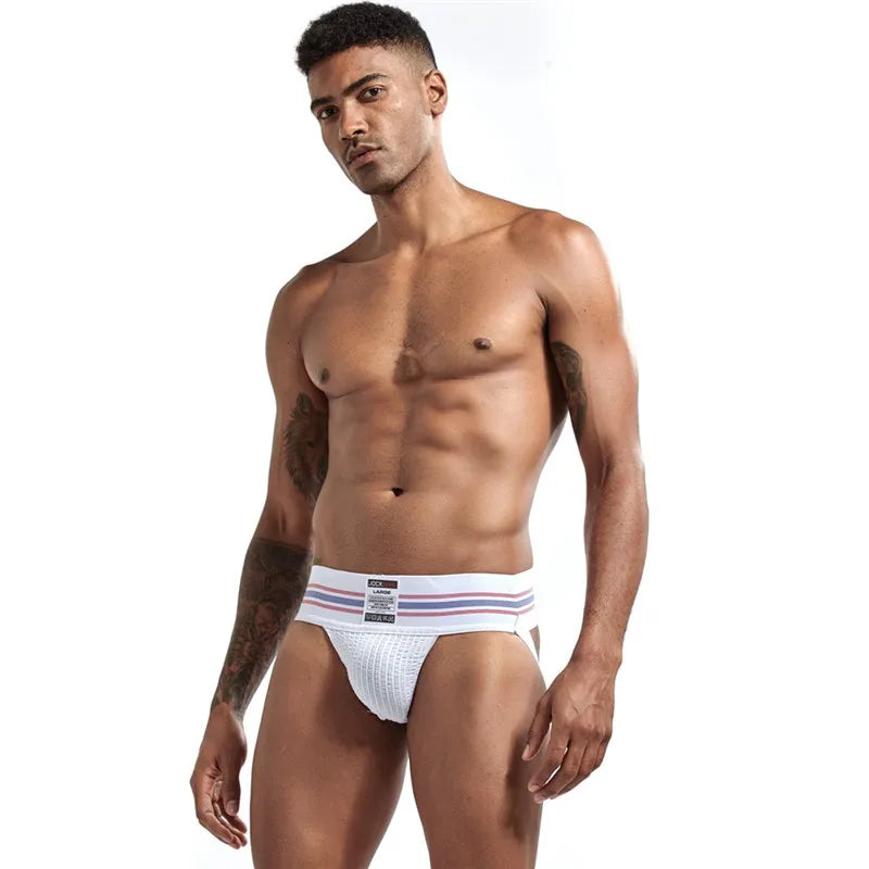 JOCKMAIL sexy Herren Unterwäsche Jockstrap Homme Herren Jockstrap Unterwäsche Herren String Jockstrap Gay Jockstrap Baumwolle Atmungsaktiv weiß