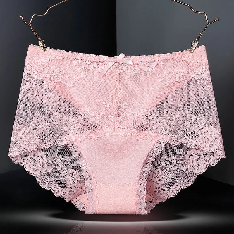 7 Stück Baumwoll-Damenunterwäsche, Spitze, transparente Höschen, bequeme, antibakterielle Übergrößen-Hosen, weibliche sexy Dessous