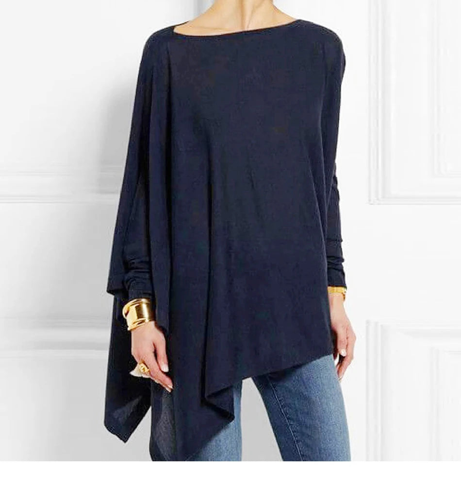 Baumwolle unregelmäßige Damen Blusen Hemd 2022 Herbst weibliche feste Pullover Tops lässig O-Ausschnitt Langarm Bluse Damen Tunika Blusen