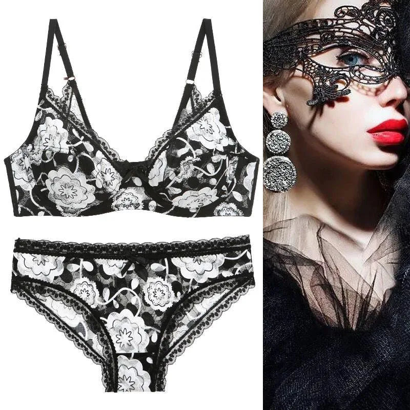 DaiNaFang Neue Sexy Hochwertige Damen Ultra Dünn Dick 75-95 BCDE Cup BH-Sets Spitze Push Up Unterwäsche Höschen Übergröße Dessous