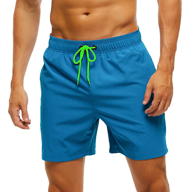 Escatch 2026 Sommer Herren-Badebekleidung Einfarbig Multicolor Polyester-Netzfutter Seitliche Reißverschlusstasche Maillot De Bain Homme Sportshorts