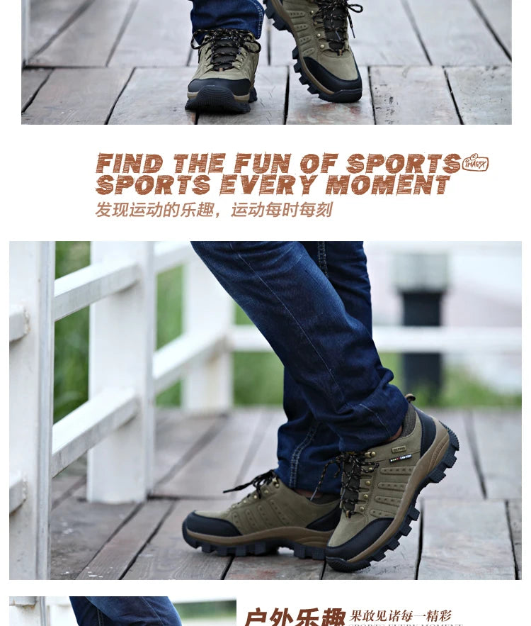 Hiking Shoes Non Slip Mountain Sneakers Winter Lace Up Retro Leather Shoe Sport Outdoor Trail Off-Road Trek Men Women Footwear