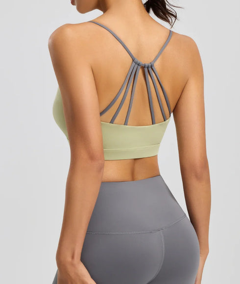 Six-string Cross Back Sport-BH für Damen – Sommer dünner Stil Spandex/Polyester UV-Schutz Geeignet für Yoga und Fitness