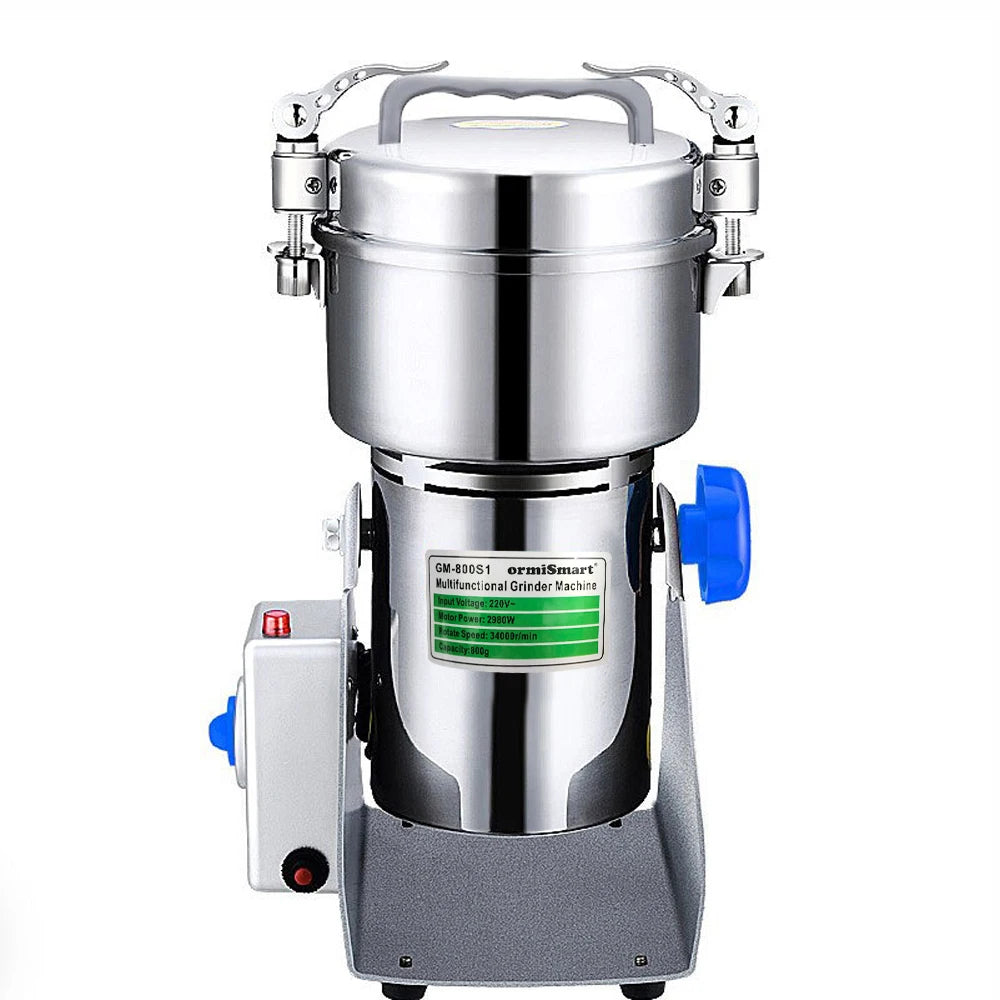 800G Kräutermühle Kaffeemaschine Getreidemühle Gewürzmühle Medizin Weizenmischer Trockenfutter Mühle Große Kapazität Edelstahl