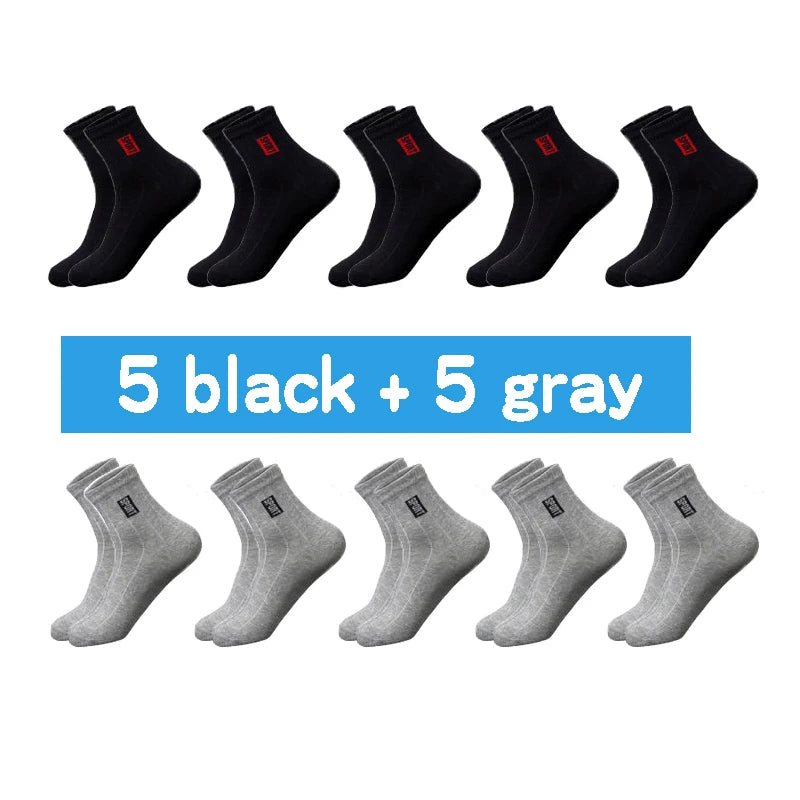 20 Stück = 10 Paar hochwertige Herrensocken aus Baumwolle, atmungsaktiv, schweißabsorbierend, mittellang, schwarze Socken, Deodorant, Business-Herren-Geschenk-Socken