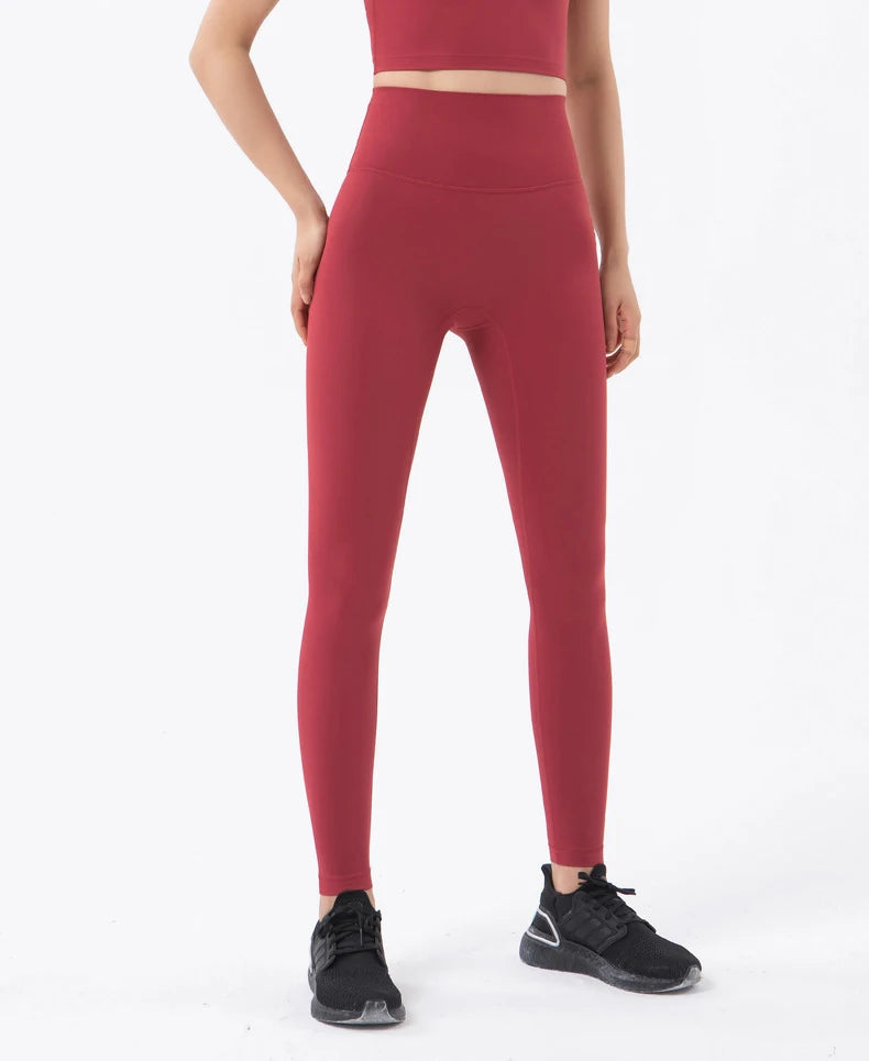 SOISOU Nylon Yogahosen Gym Leggings Damen Mädchen Fitness Weiche Strumpfhosen Hohe Taille Elastisch Atmungsaktiv Keine T-Linie Sporthosen