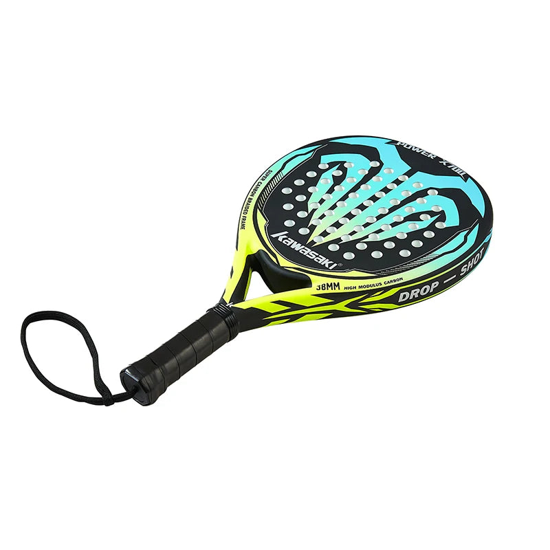 Kawasaki Padel Tennis Schläger aus Carbonfaser mit weichem EVA-Kern, inklusive Padel-Tasche und Hülle, Power Beach Tennis Padel