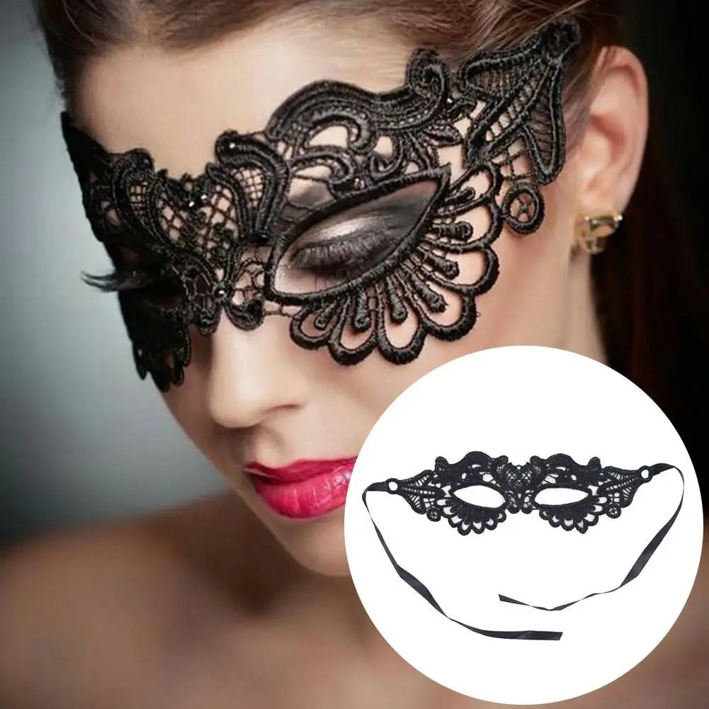 Damen Karnevalsmaske Hohle Spitze Maskerade Gesichtsmaske Prinzessin Abschlussball Party Requisiten Schwarze Augenmaske Halloween Kostüm für Frauen Hauptbild