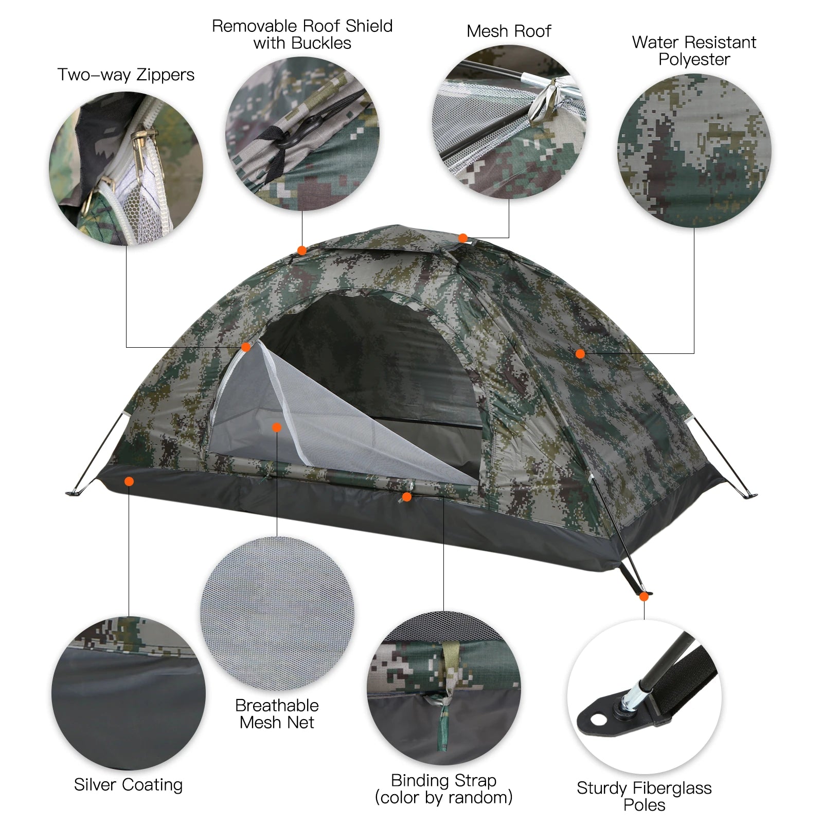 Tomshoo 1/2 Personen Ultraleichtes Campingzelt Einwandiges Tragbares Wanderzelt Anti-UV-Beschichtung UPF 30+ für Outdoor, Strand, Angeln