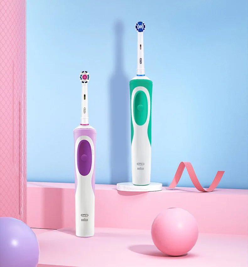 Oral B Elektrische Zahnbürste 2D Rotierende Vibrationsreinigung Ladezahnbürste Cross Action Borsten Mundpflege 4 Geschenk-Bürstenköpfe gratis
