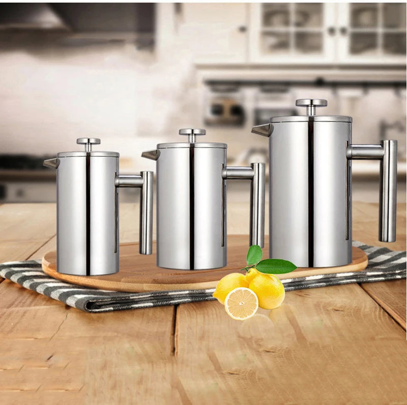 1.5L Coffee Maker French Press Stainless Steel Espresso Coffee Machine French Press Double-Wall Insulated Coffee Tea Maker Pot