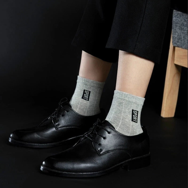 20 Stück = 10 Paar hochwertige Herrensocken aus Baumwolle, atmungsaktiv, schweißabsorbierend, mittellang, schwarze Socken, Deodorant, Business-Herren-Geschenk-Socken