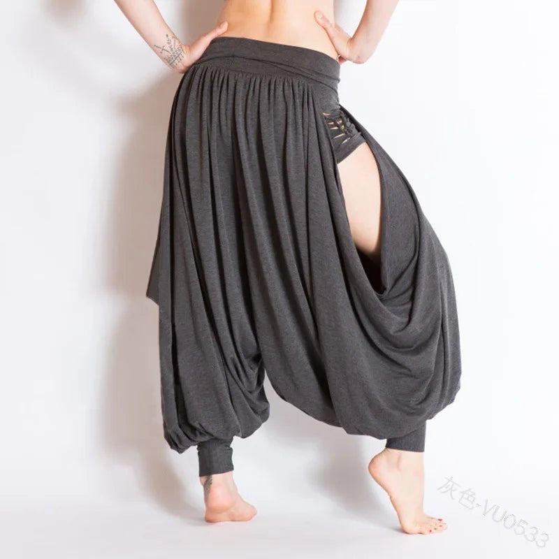 5XL Freizeit Damenhosen Haremshosen Sport Weite Hippie Sexy Hollow Out Streetwear Lockere Strandhosen Ropa Mujer Talla Grande