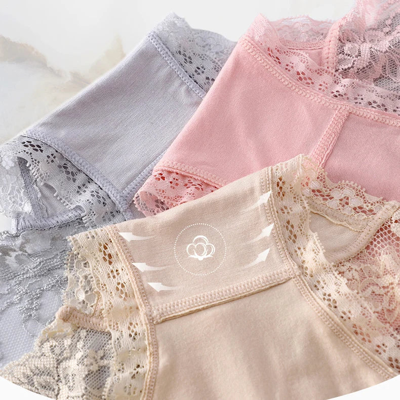 7 Stück Baumwoll-Damenunterwäsche, Spitze, transparente Höschen, bequeme, antibakterielle Übergrößen-Hosen, weibliche sexy Dessous