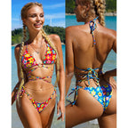 Kostenloser Versand Trägerlose Bandeau-Badeanzüge Buntes Camouflage-Muster Chicas En Bikini Guapas Hot Super Micro Bikini Logos
