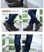 Hiking Shoes Non Slip Mountain Sneakers Winter Lace Up Retro Leather Shoe Sport Outdoor Trail Off-Road Trek Men Women Footwear