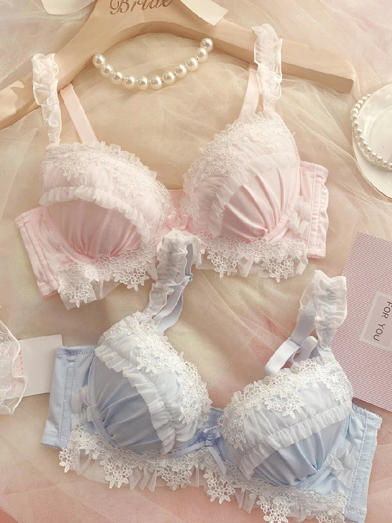 Steel ring push up bra set pure desire wind big cup girl underwear embroidery lace large size lingerie with panties set Main image