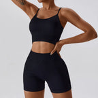 Joyyoung ODM/OEM Neues sexy Trainingsbekleidung nahtloses geripptes High-Impact-BH Scrunch Shorts Yoga Sets Fitness Sportbekleidung