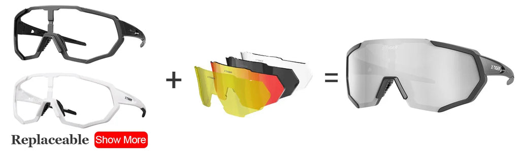 X-TIGER Radsportbrille Polarisierte Brille Fahrradbrille Sport Herren Photochrome Sonnenbrille MTB Rennrad Brille 3/5 Gläser