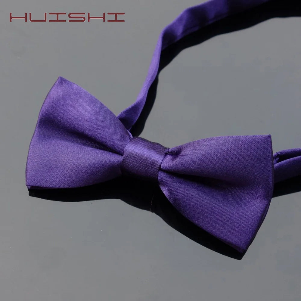 HUISHI 34 Colors Solid Fashion Bowties Groom Kids Formal Colourful Children Cravat Green Marriage Butterfly Wedding Bow ties