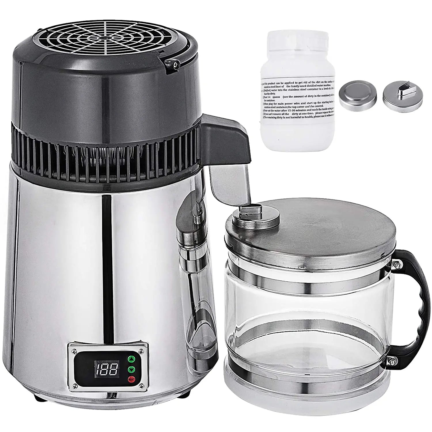 750W 4L Wasser-Destilliergerät Haushalt Destilliertes Reinwassergerät Destillationsreiniger Filter Edelstahl Wasserfilter