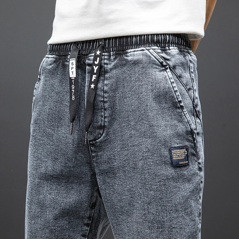 Frühling Sommer Schwarz Blau Cargo Jeans Herren Streetwear Denim Jogger Hosen Herren Baggy Harem Jean Hosen Übergröße
