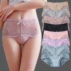 7 Stück Baumwoll-Damenunterwäsche, Spitze, transparente Höschen, bequeme, antibakterielle Übergrößen-Hosen, weibliche sexy Dessous