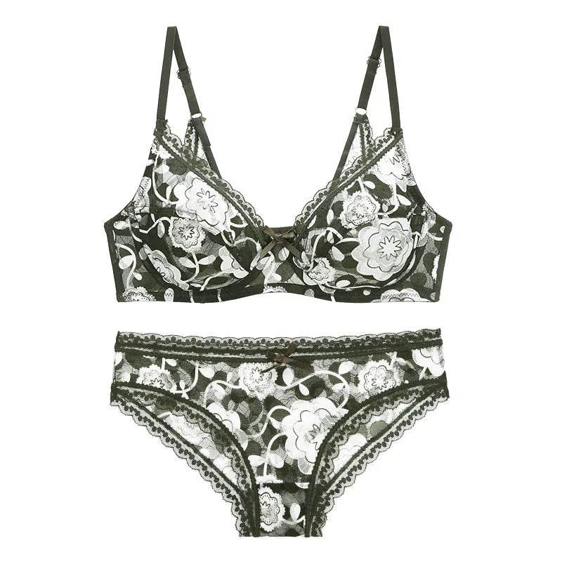 DaiNaFang Neue Sexy Hochwertige Damen Ultra Dünn Dick 75-95 BCDE Cup BH-Sets Spitze Push Up Unterwäsche Höschen Übergröße Dessous