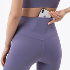 SOISOU Nylon Yogahosen Gym Leggings Damen Mädchen Fitness Weiche Strumpfhosen Hohe Taille Elastisch Atmungsaktiv Keine T-Linie Sporthosen