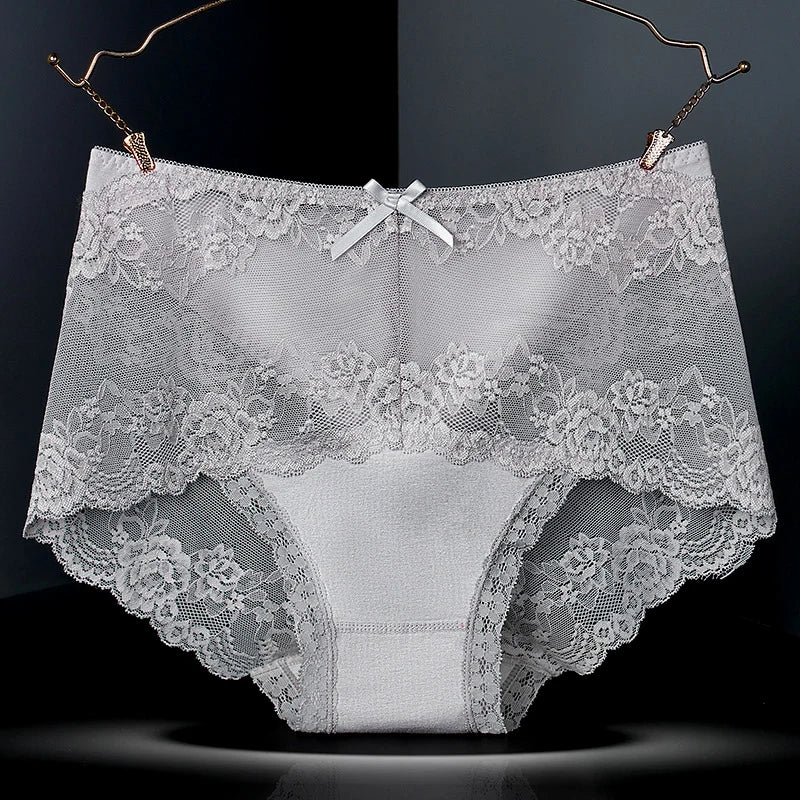 7 Stück Baumwoll-Damenunterwäsche, Spitze, transparente Höschen, bequeme, antibakterielle Übergrößen-Hosen, weibliche sexy Dessous