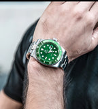 ADDIESDIVE Herren-Uhr klassisch mit Keramiklünette 200m wasserdicht Freizeit Quarz-Uhr BGW9 Blaue Leuchtzeiger Geschenk-Uhr MY-H3-2