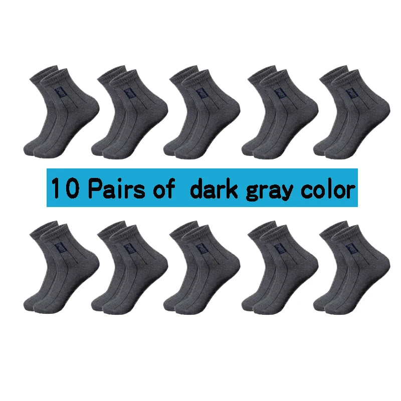 20 Stück = 10 Paar hochwertige Herrensocken aus Baumwolle, atmungsaktiv, schweißabsorbierend, mittellang, schwarze Socken, Deodorant, Business-Herren-Geschenk-Socken