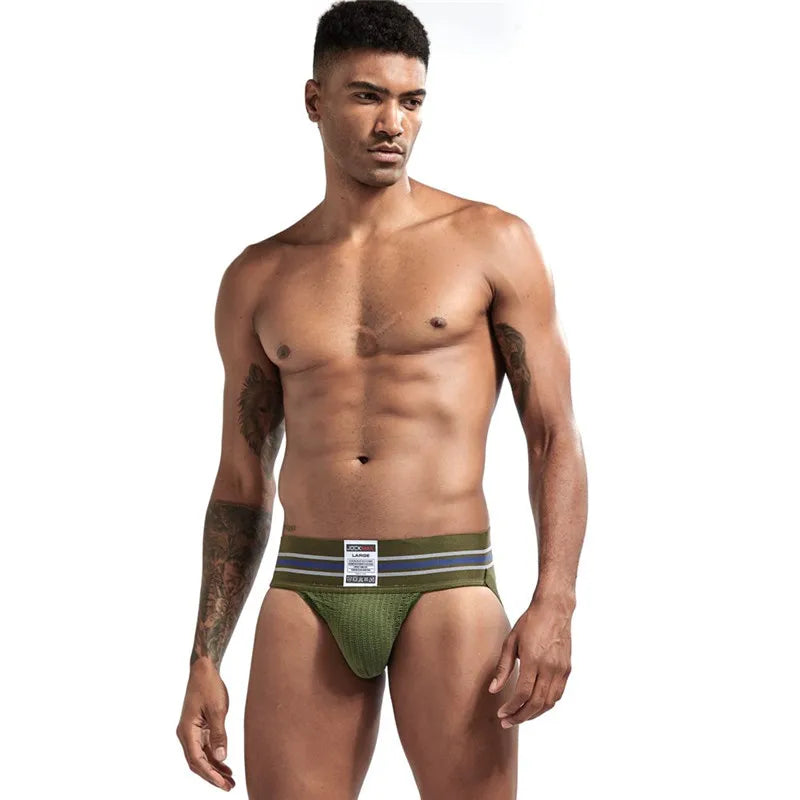 JOCKMAIL sexy Herren Unterwäsche Jockstrap Homme Herren Jockstrap Unterwäsche Herren String Jockstrap Gay Jockstrap Baumwolle Atmungsaktiv weiß