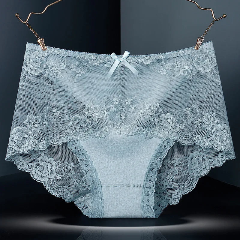 7 Stück Baumwoll-Damenunterwäsche, Spitze, transparente Höschen, bequeme, antibakterielle Übergrößen-Hosen, weibliche sexy Dessous