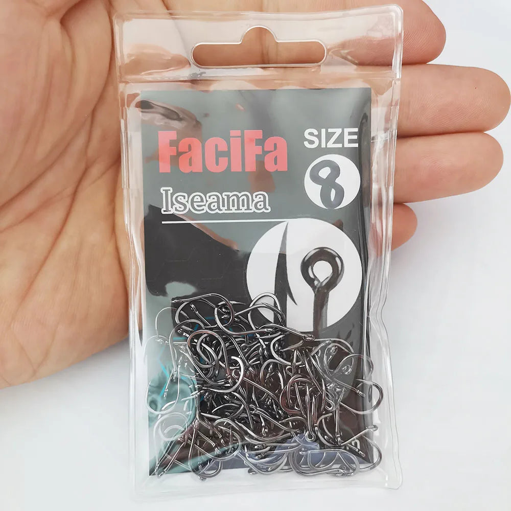 100/50/25 Stück Iseama Karpfenangelhaken, Offset Circle Hook, Einzel-Fliegenangelhaken, Widerhaken, Meeresangelhaken, Zubehör