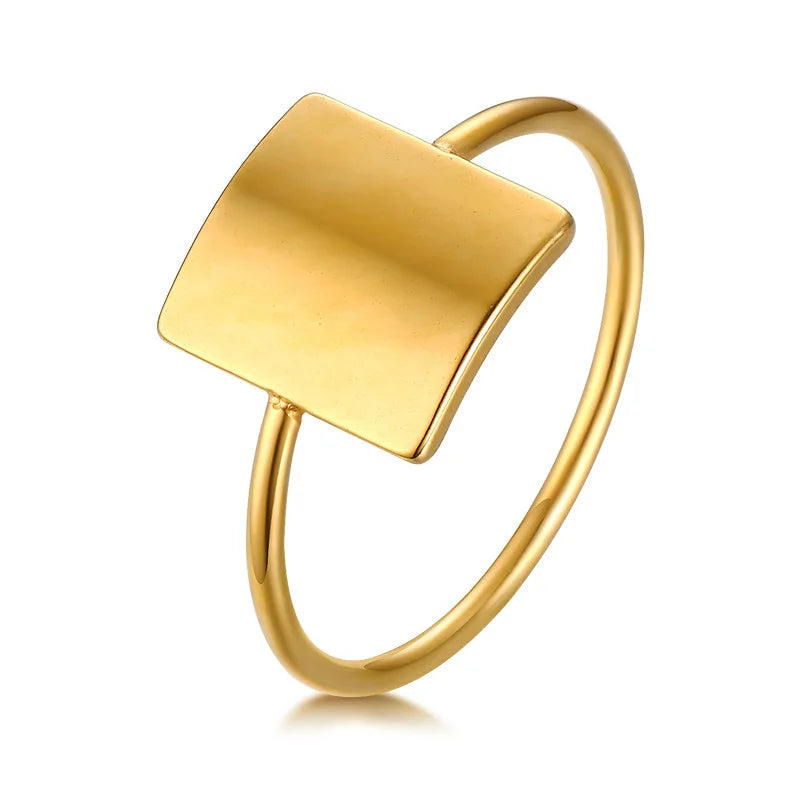 Personalisierter Damen-Siegelring, klobiger runder Initialen-Stempel, Edelstahl-Punk-Candid-Modeschmuckgeschenk für Mädchen
