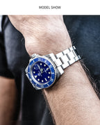 ADDIESDIVE Herren-Uhr klassisch mit Keramiklünette 200m wasserdicht Freizeit Quarz-Uhr BGW9 Blaue Leuchtzeiger Geschenk-Uhr MY-H3-2