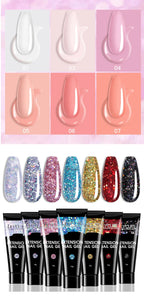LILYCUTE 15ml Verlängerungsgel-Nagellack-Set Quick Nail Prolong mit Verlängerungsform-Nagelspitzen Acryl-Lösung Maniküre-Werkzeug-Kit
