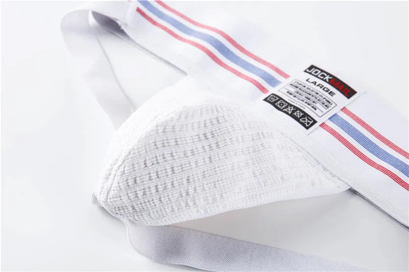 JOCKMAIL sexy Herren Unterwäsche Jockstrap Homme Herren Jockstrap Unterwäsche Herren String Jockstrap Gay Jockstrap Baumwolle Atmungsaktiv weiß