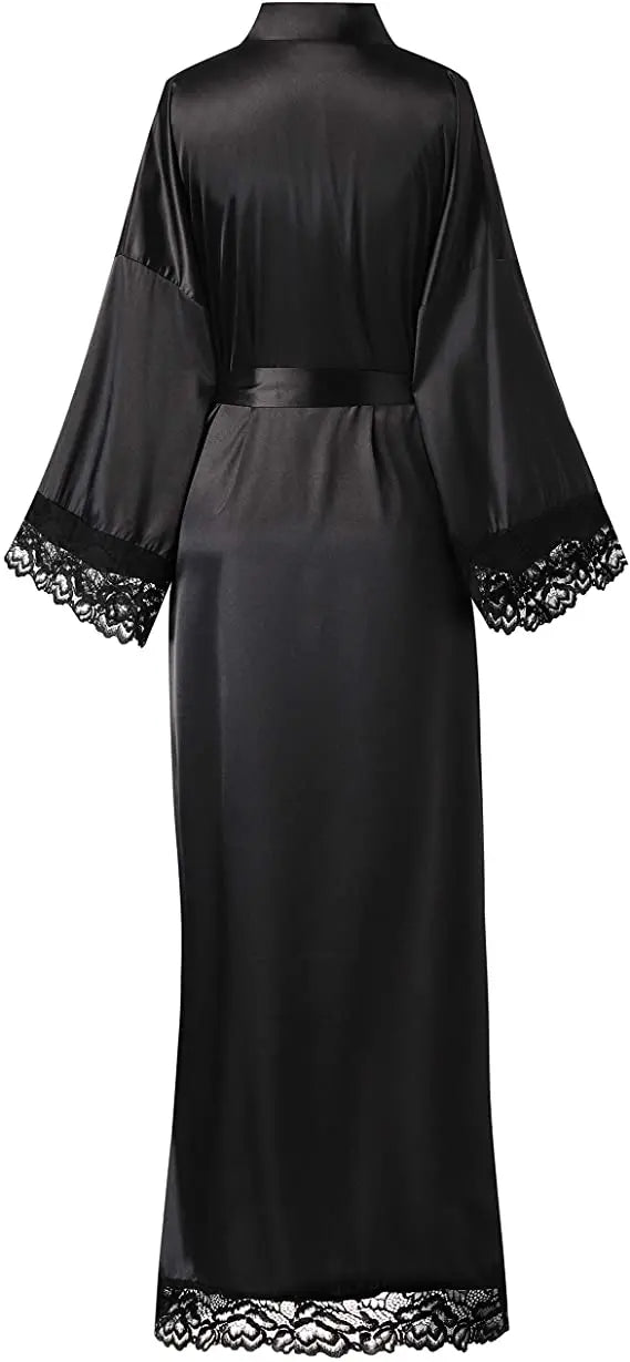 2019 Neue Seidensatin-Spitzenroben Brautjungfern- und Brautroben Hochzeits-Morgenmantel Bademantel Damenrobe Dessous-Robe