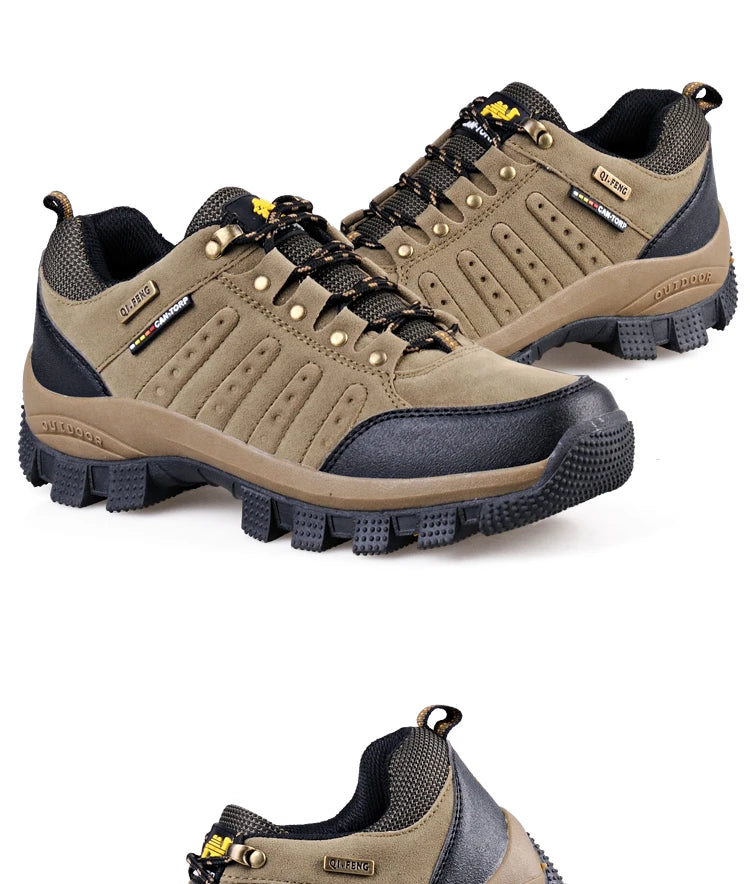 Hiking Shoes Non Slip Mountain Sneakers Winter Lace Up Retro Leather Shoe Sport Outdoor Trail Off-Road Trek Men Women Footwear