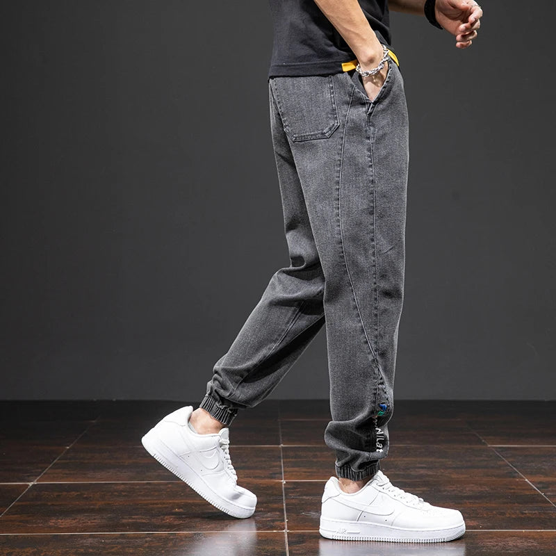Frühling Sommer Schwarz Blau Cargo Jeans Herren Streetwear Denim Jogger Hosen Herren Baggy Harem Jean Hosen Übergröße